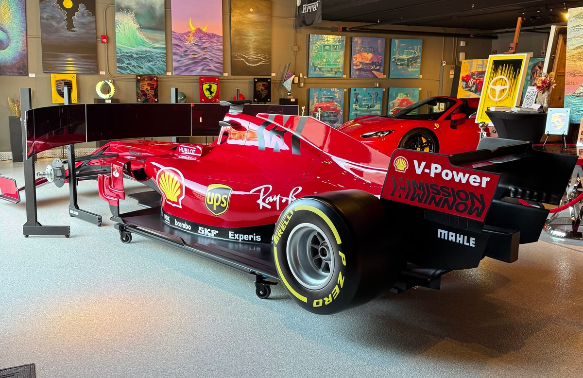 Full-size F1 car racing simulator with wraparound screens